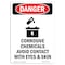 Signmission Safety Sign, OSHA Danger, 14" Height, Corrosive Chemicals, Portrait OS-DS-D-1014-V-1104 - alternate 1